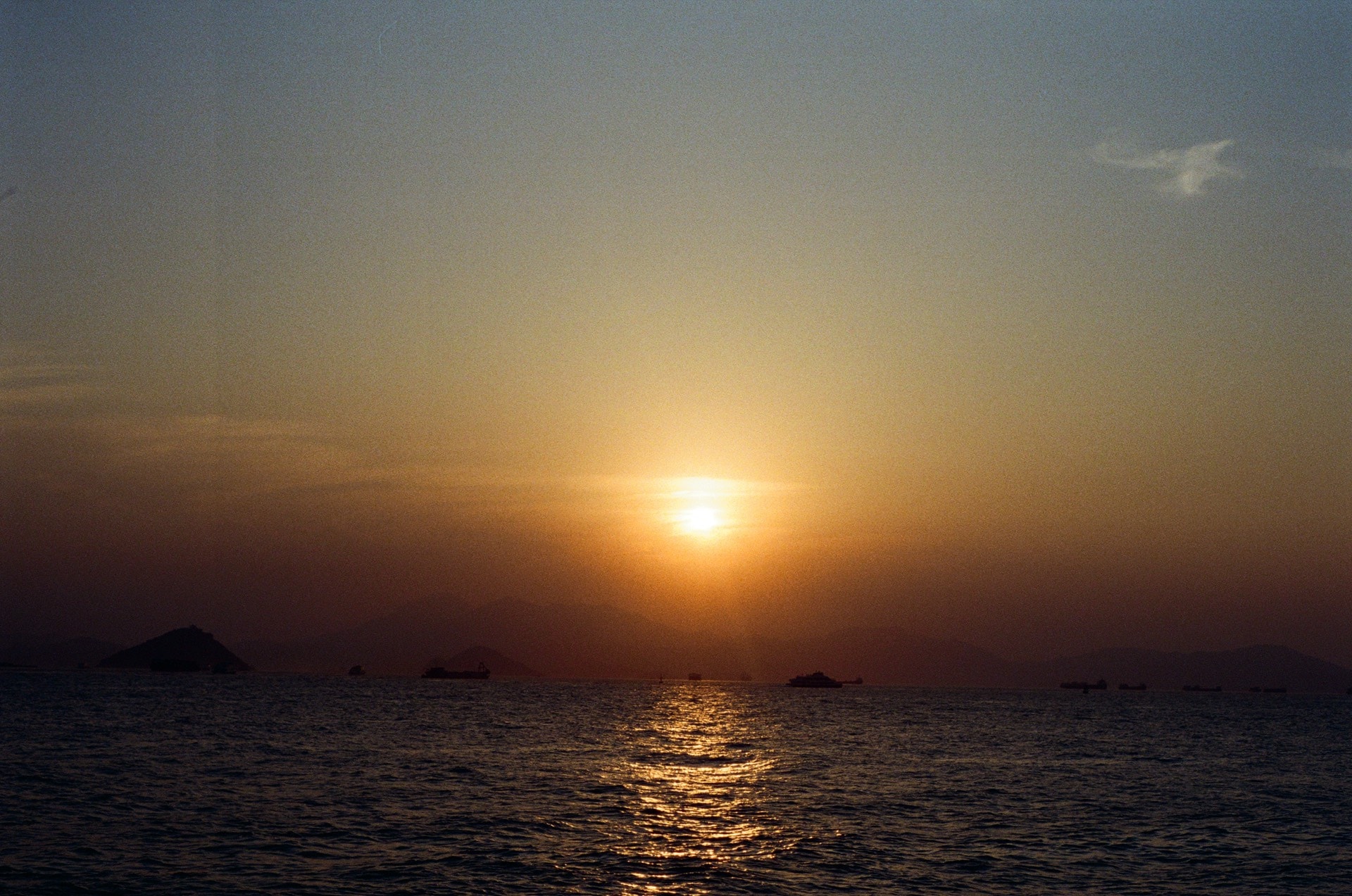 Sunset over the water in Hong Kong